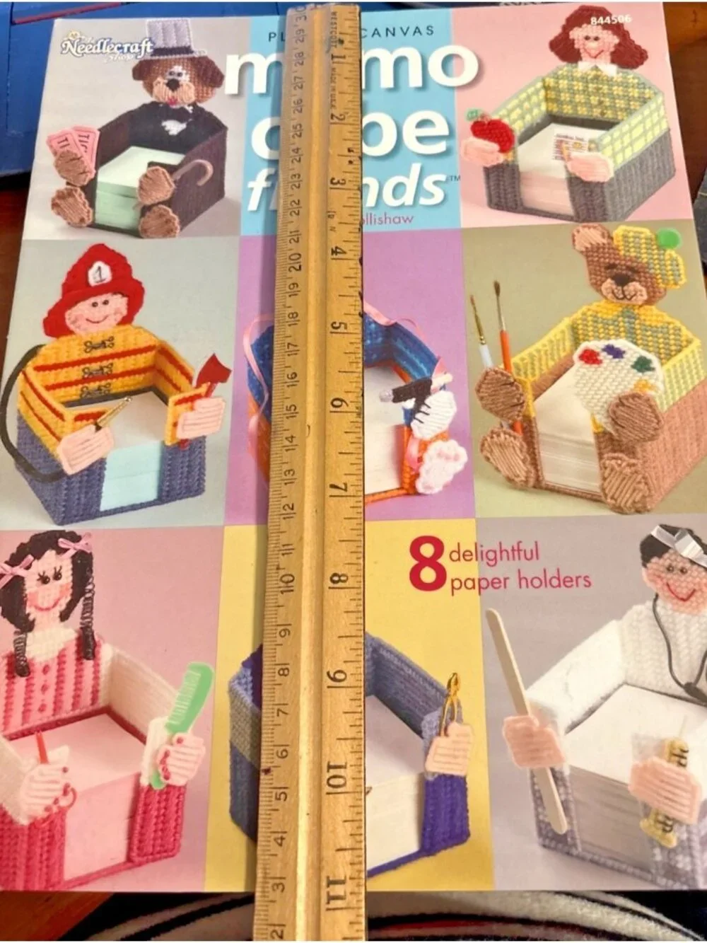 Vintage Plastic Canvas Memo Cube Friends Judy Collishaw Needlecraft Pattern Book